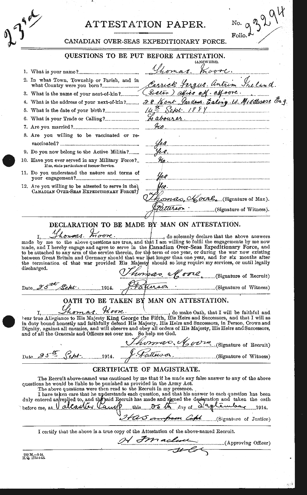 Personnel Records of the First World War - CEF 505620a