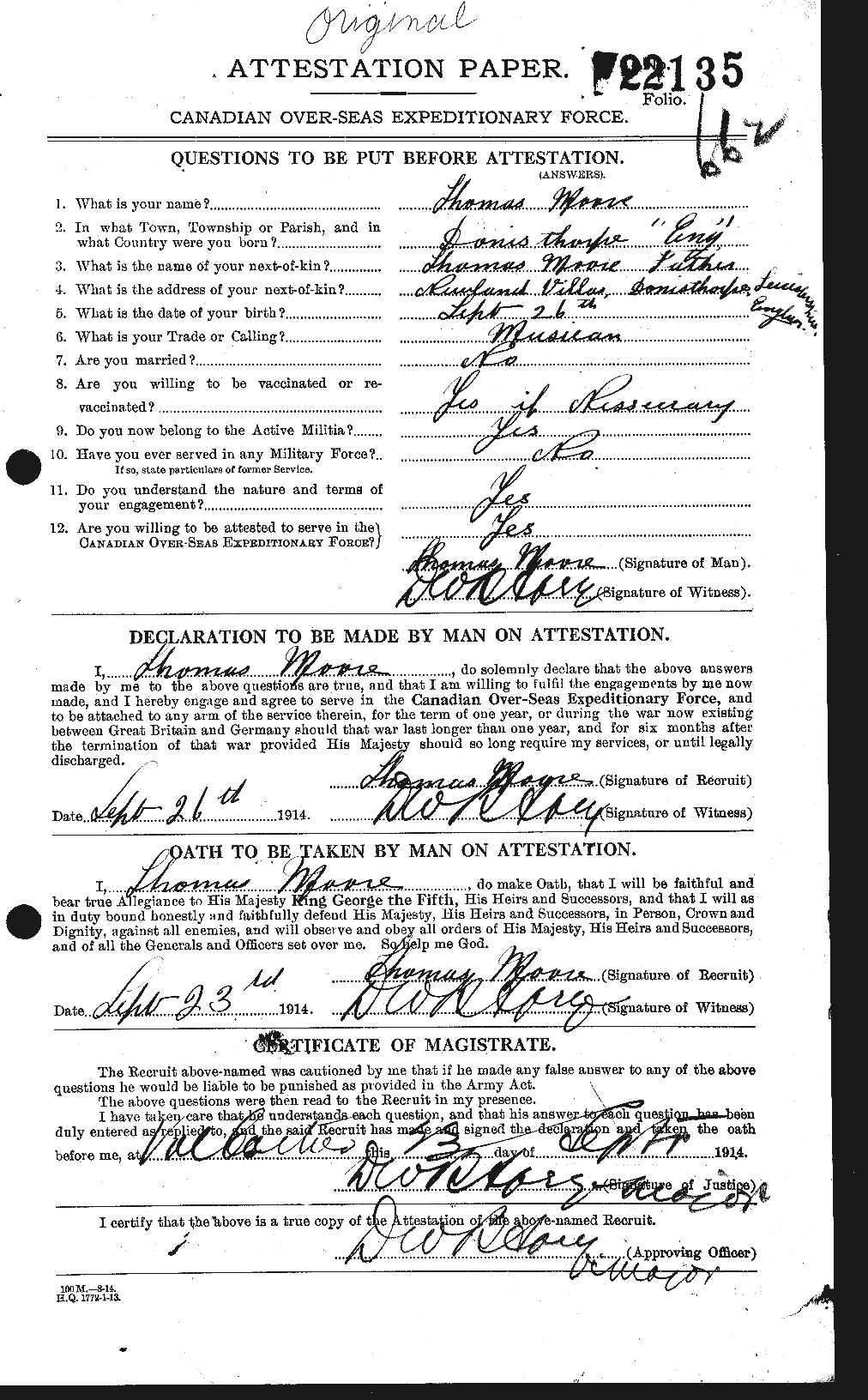 Personnel Records of the First World War - CEF 505622a