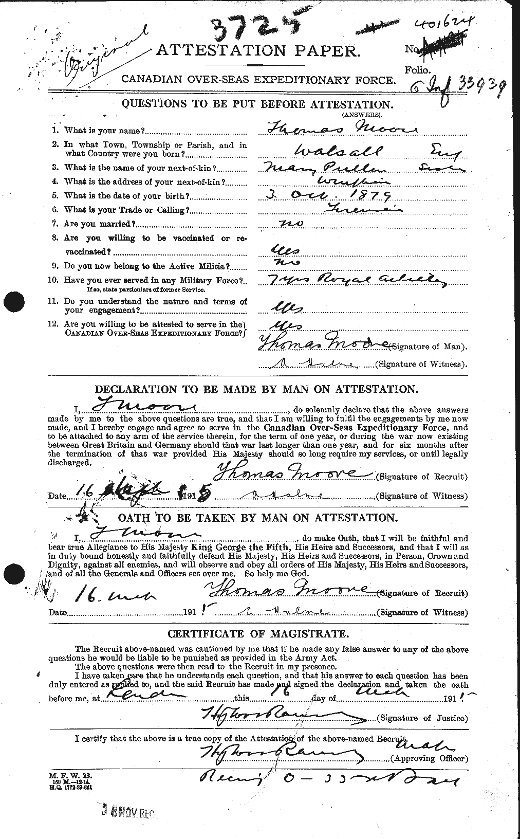 Personnel Records of the First World War - CEF 505623a