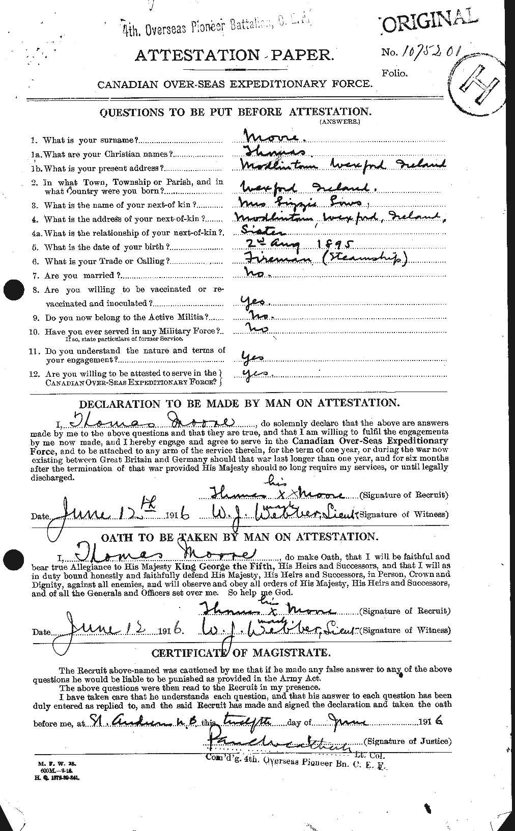 Personnel Records of the First World War - CEF 505631a