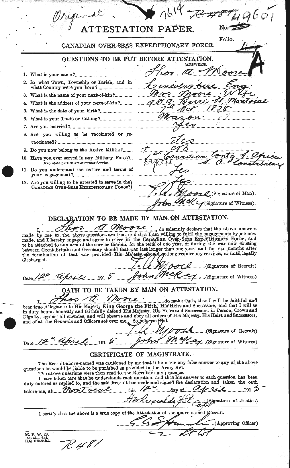 Personnel Records of the First World War - CEF 505637a