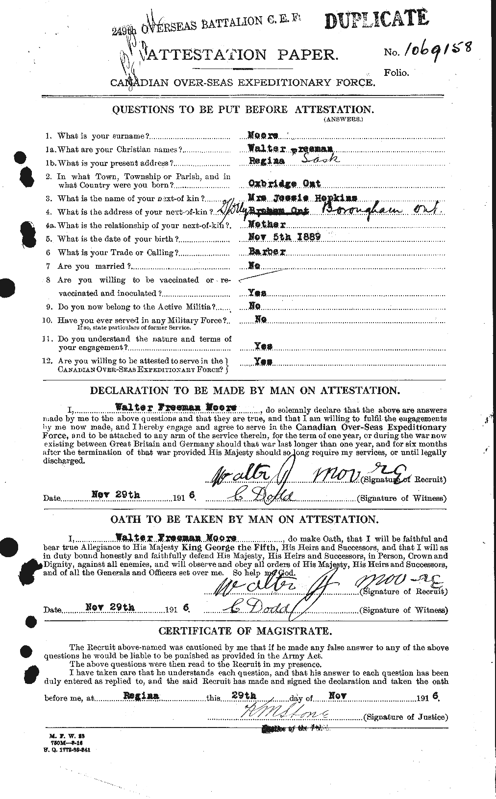 Personnel Records of the First World War - CEF 505707a