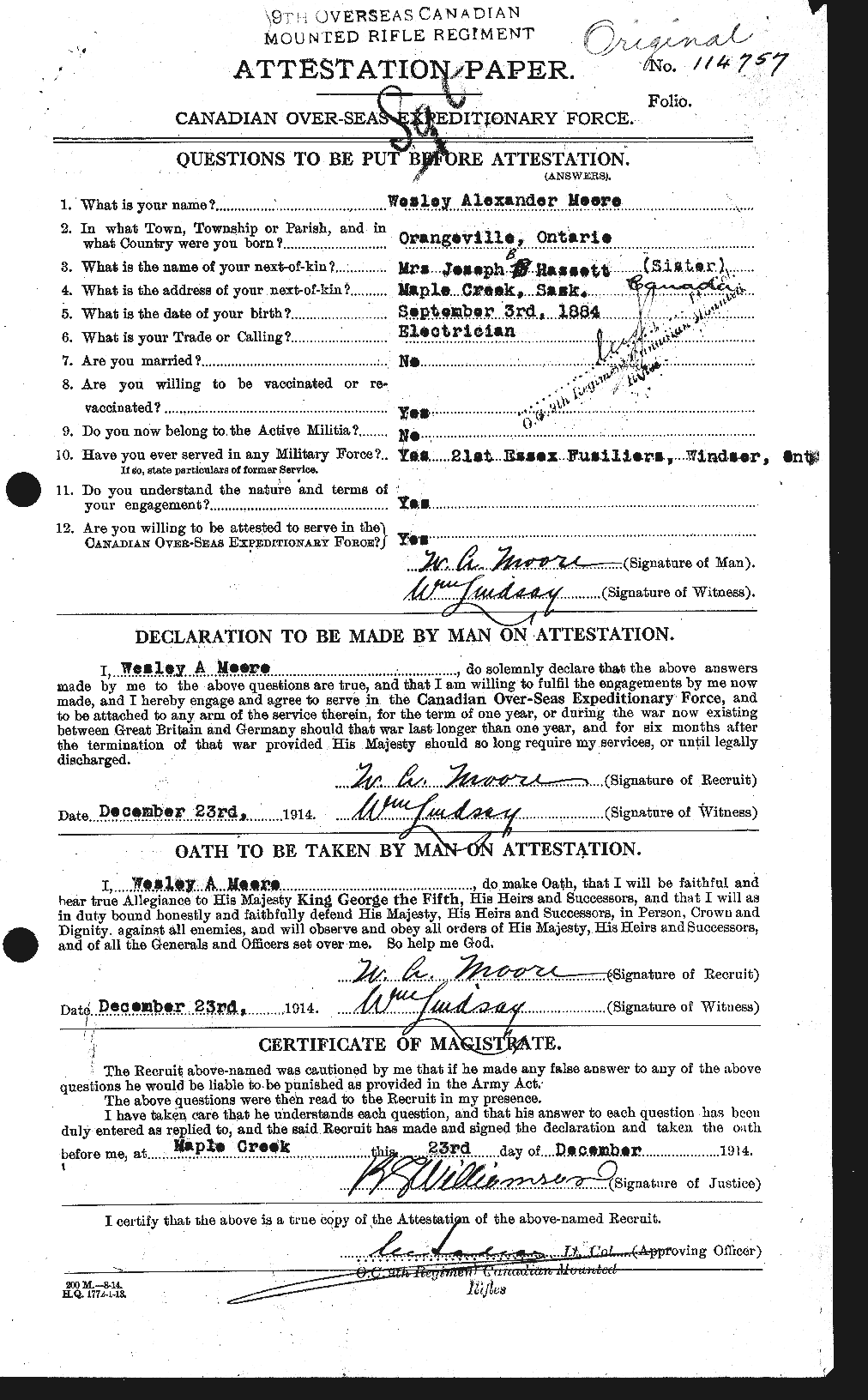 Personnel Records of the First World War - CEF 505725a