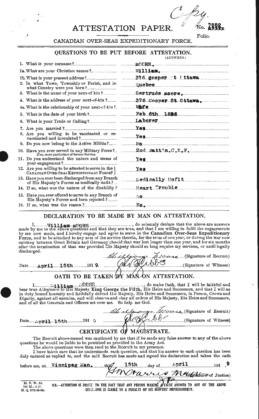 Personnel Records of the First World War - CEF 505755a
