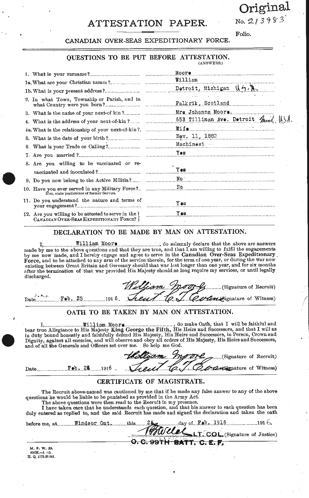 Personnel Records of the First World War - CEF 505761a