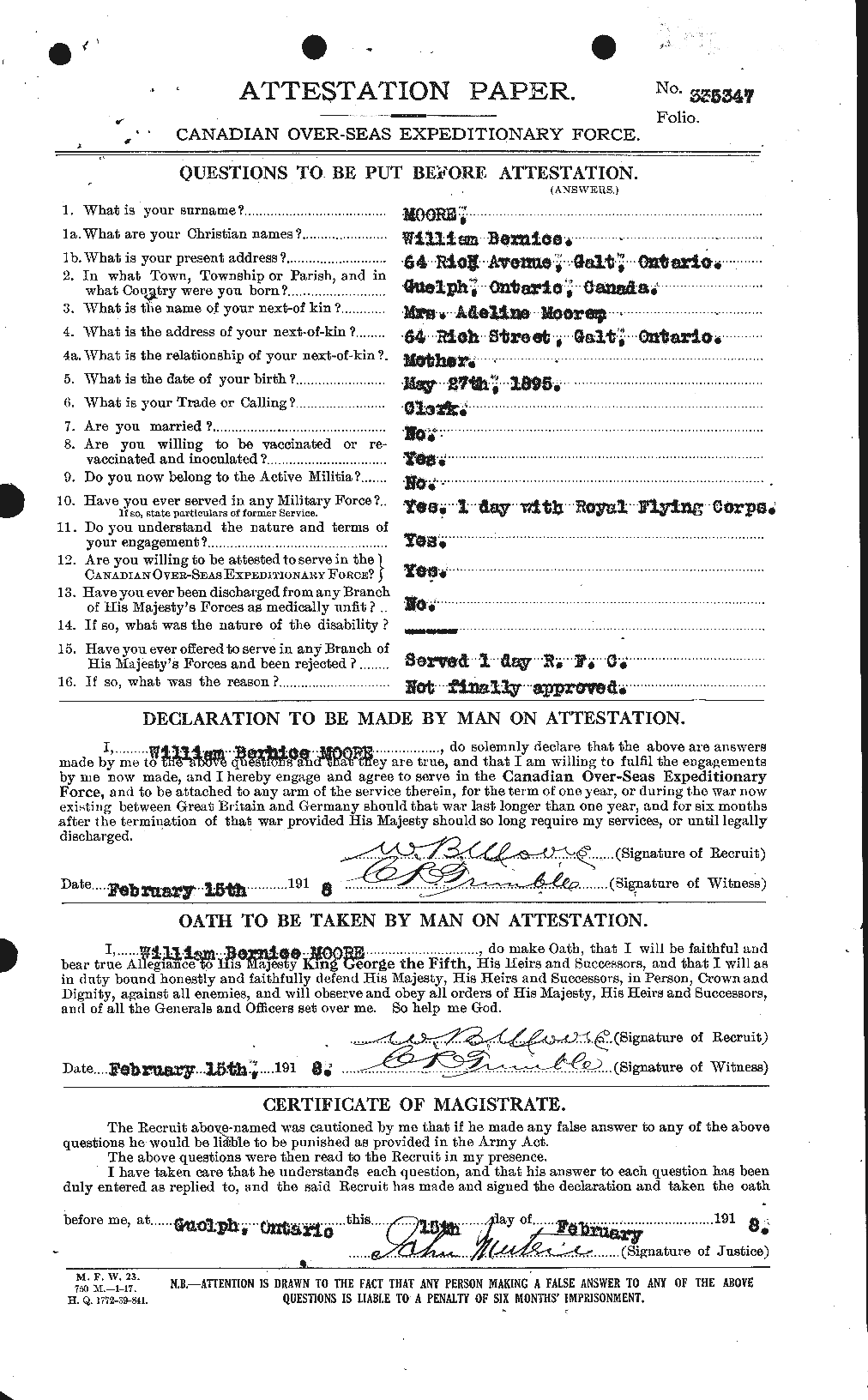 Personnel Records of the First World War - CEF 505780a