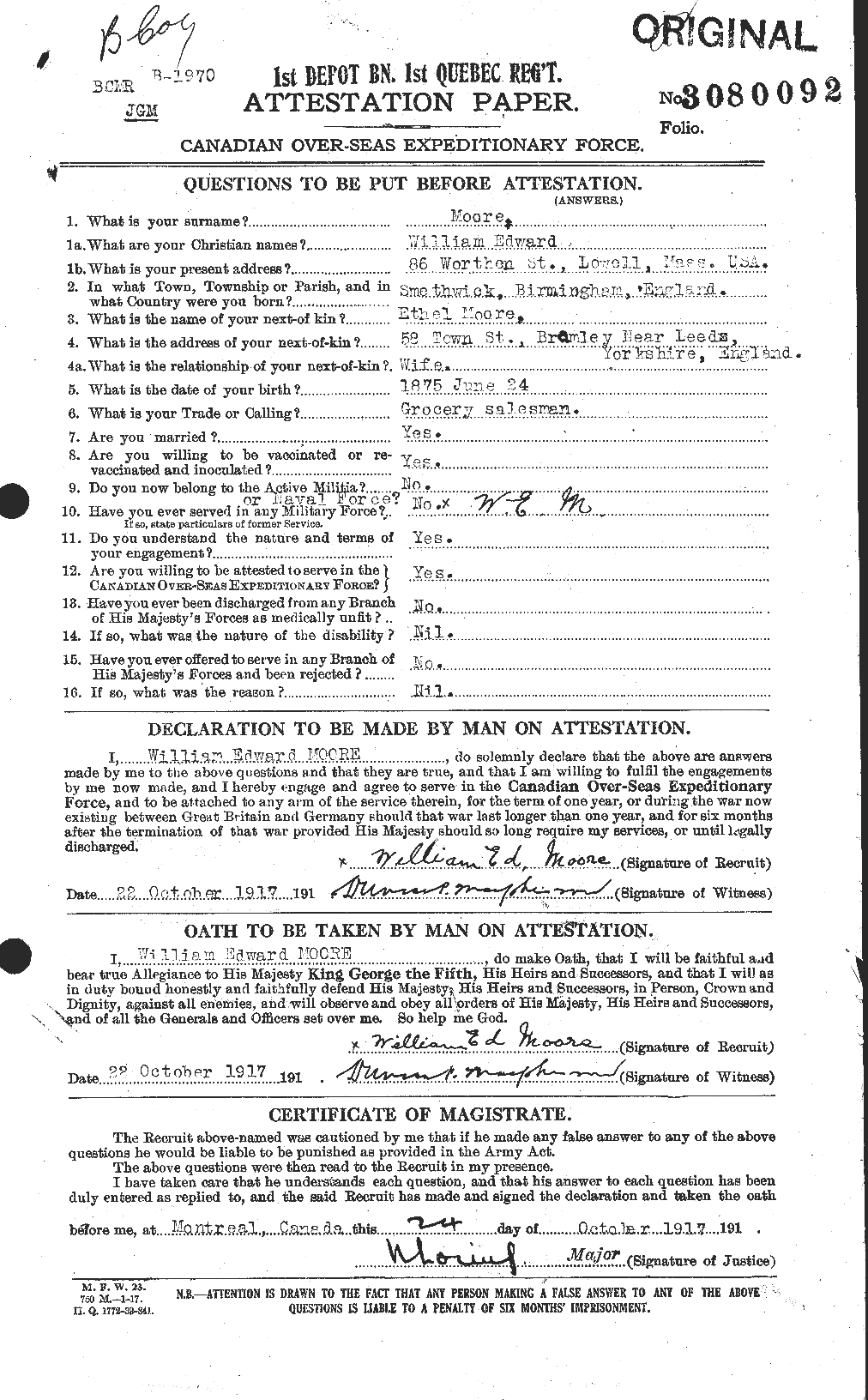 Personnel Records of the First World War - CEF 505790a