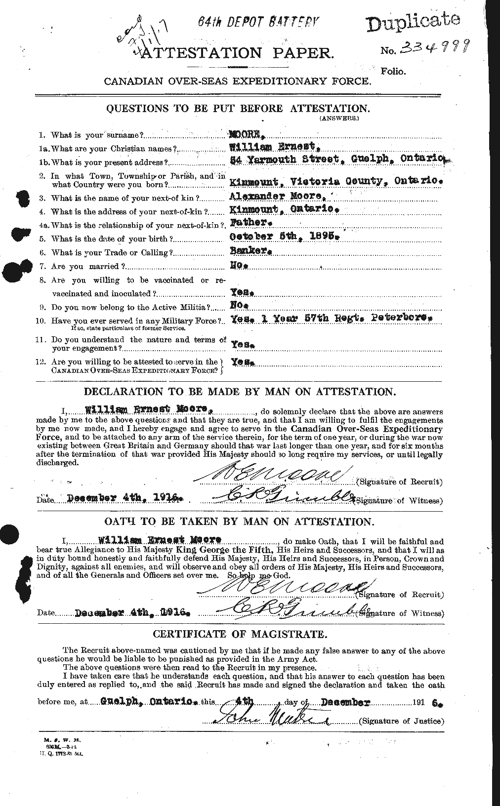 Personnel Records of the First World War - CEF 505796a