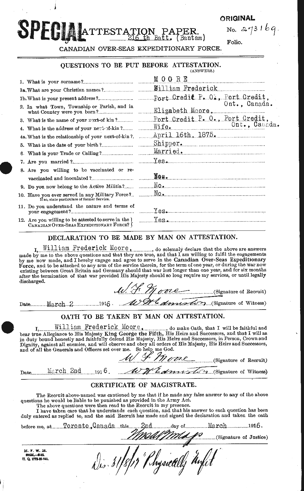 Personnel Records of the First World War - CEF 505808a