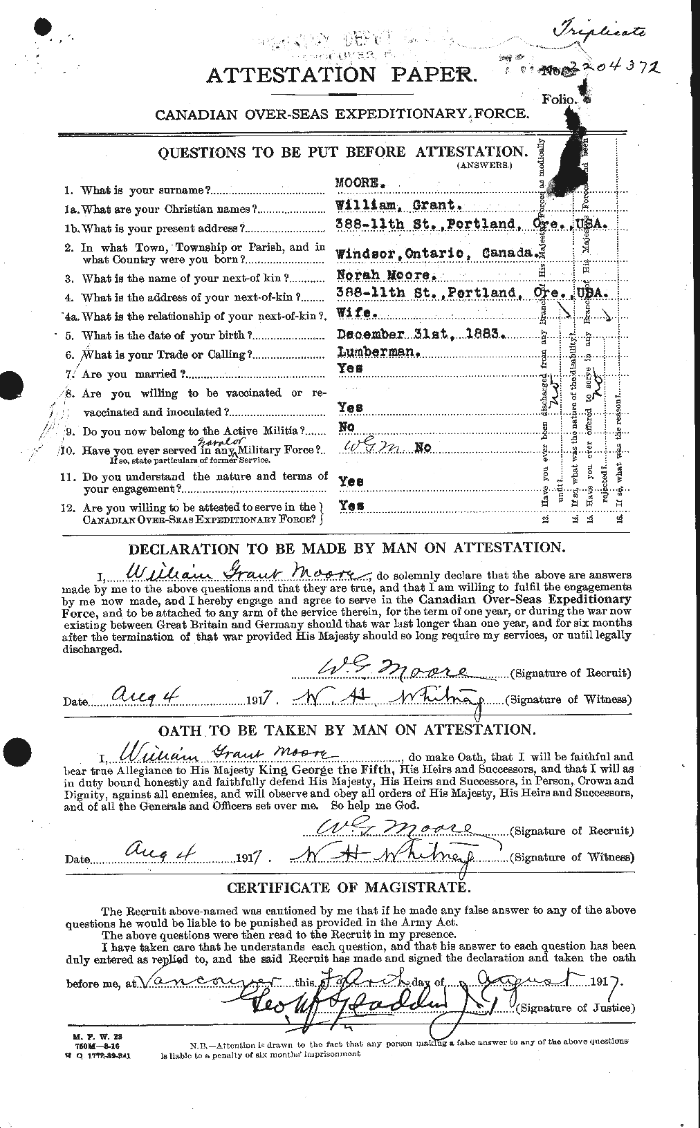 Personnel Records of the First World War - CEF 505816a