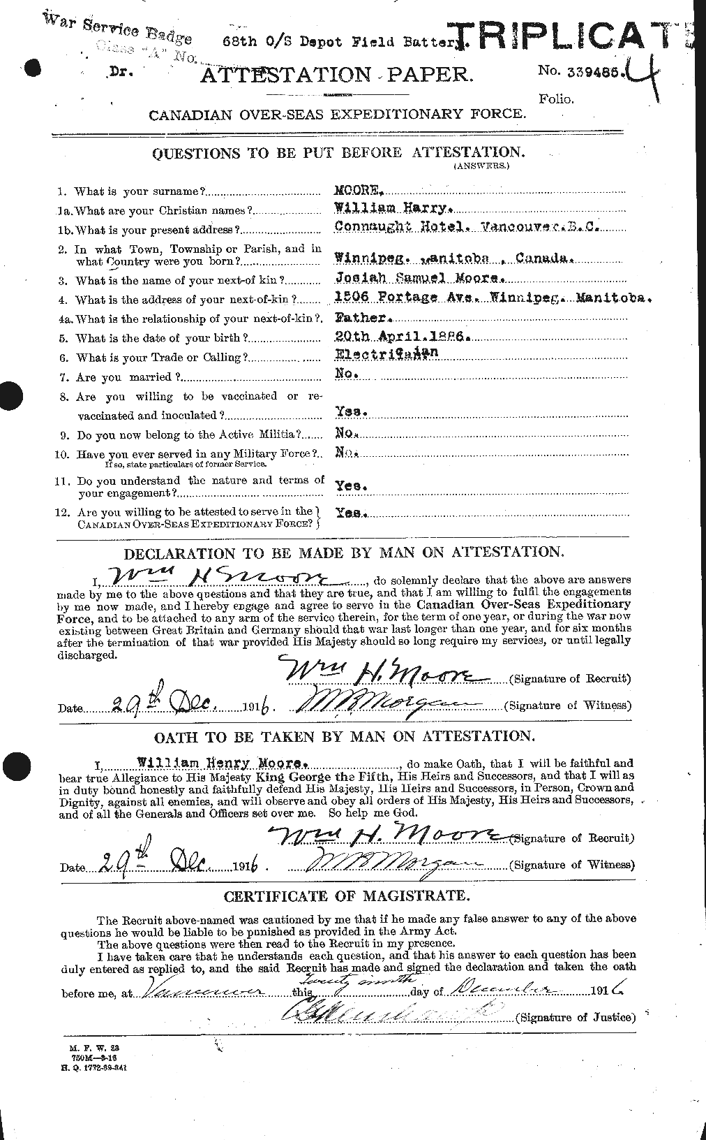 Personnel Records of the First World War - CEF 505818a