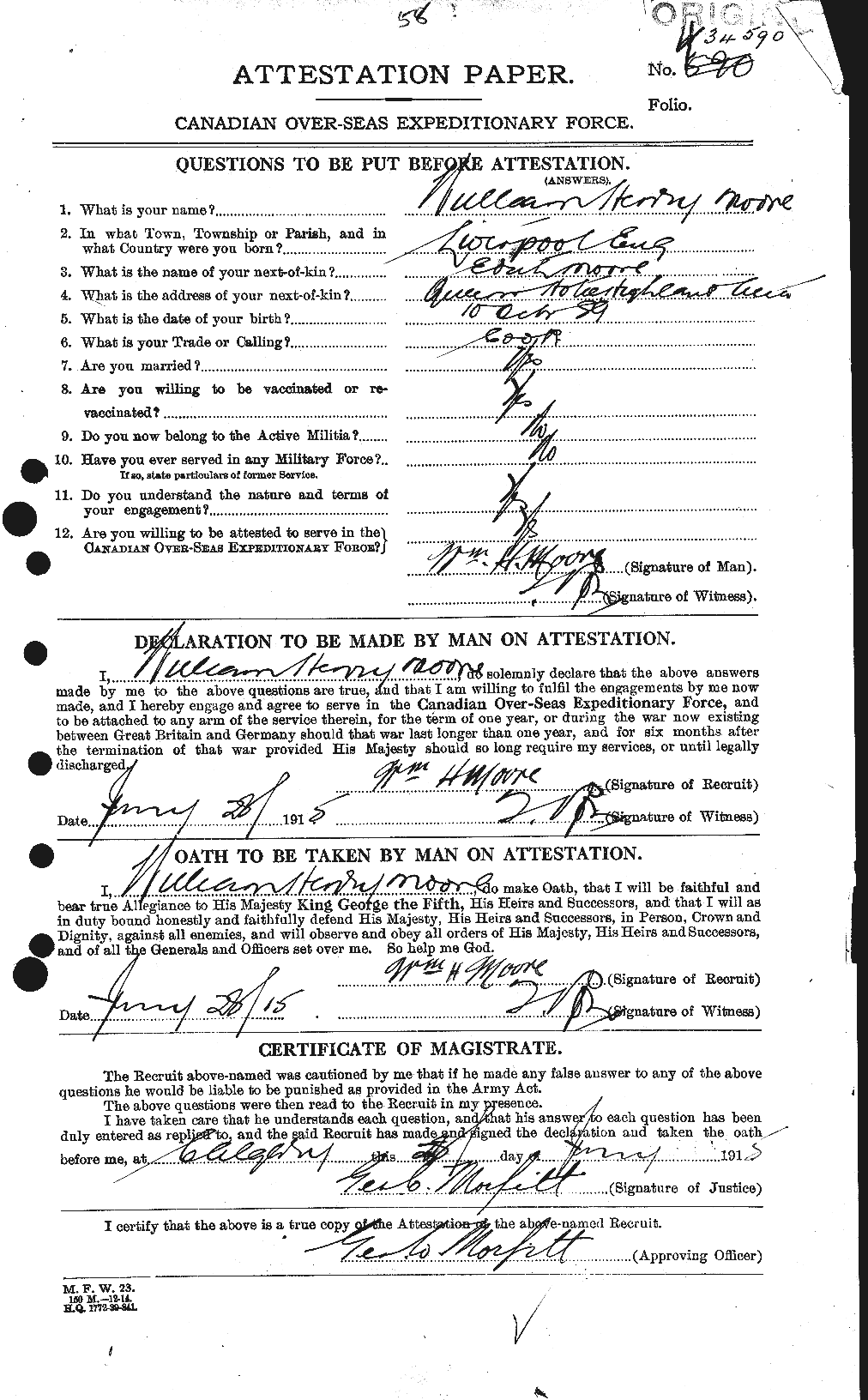 Personnel Records of the First World War - CEF 505822a