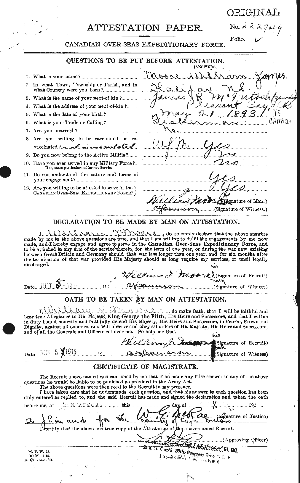 Personnel Records of the First World War - CEF 505834a