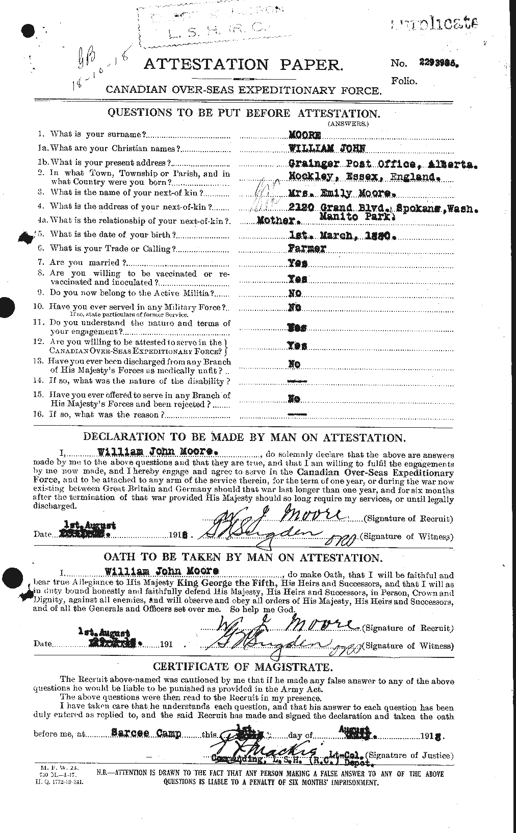 Personnel Records of the First World War - CEF 505847a