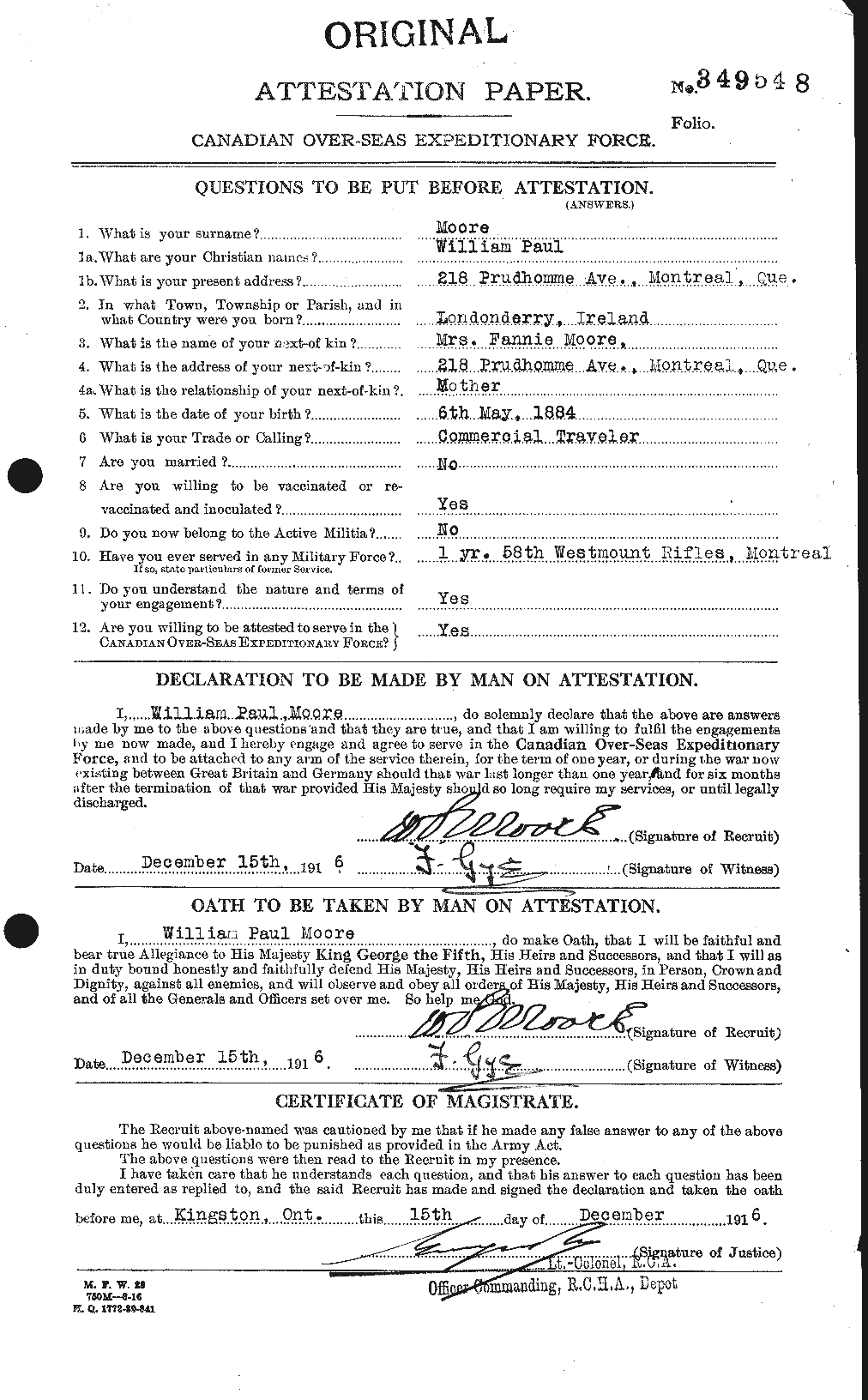 Personnel Records of the First World War - CEF 505859a