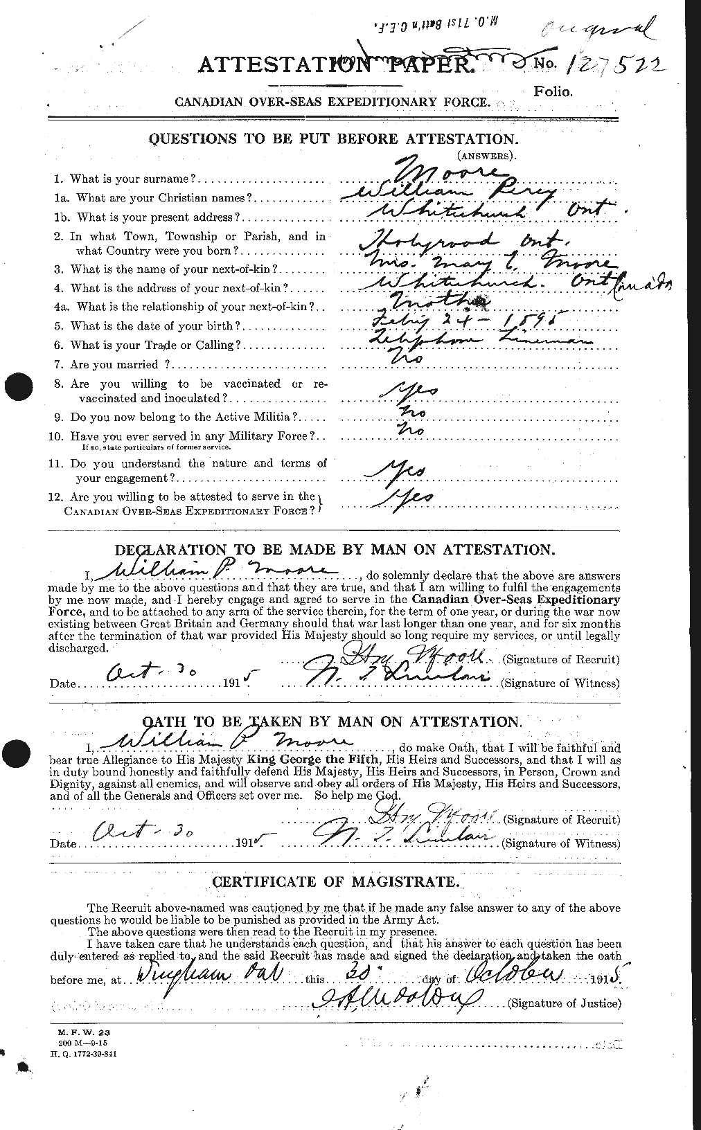 Personnel Records of the First World War - CEF 505860a