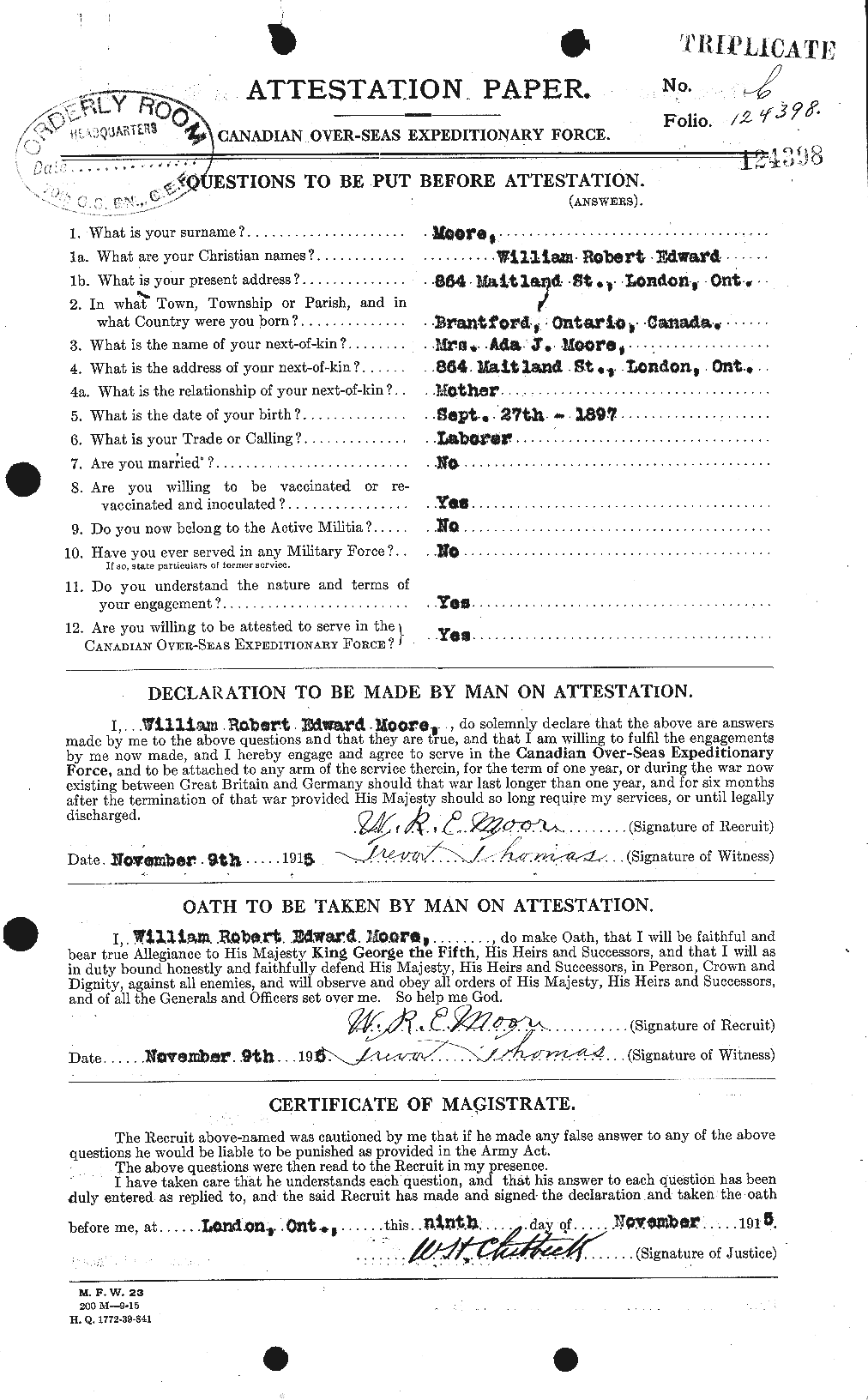 Personnel Records of the First World War - CEF 505866a