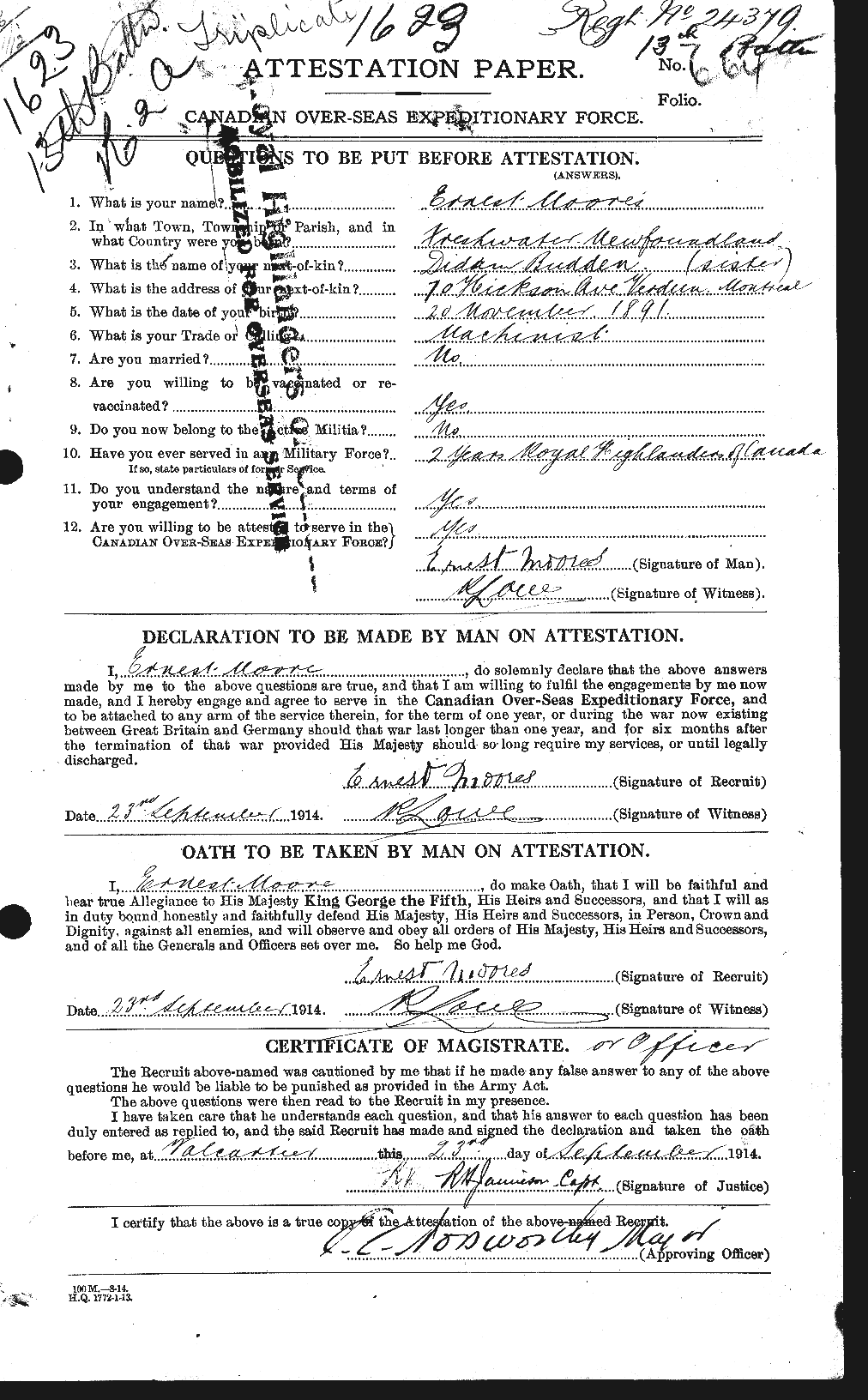 Personnel Records of the First World War - CEF 505896a
