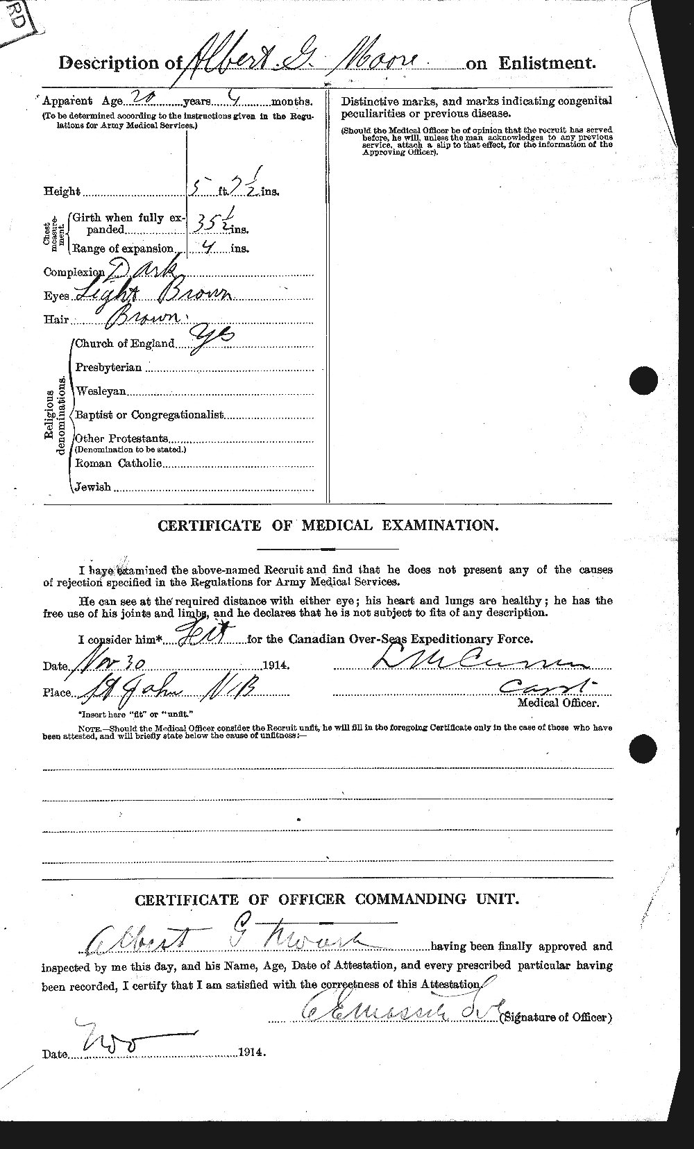 Dossiers du Personnel de la Première Guerre mondiale - CEC 506351b