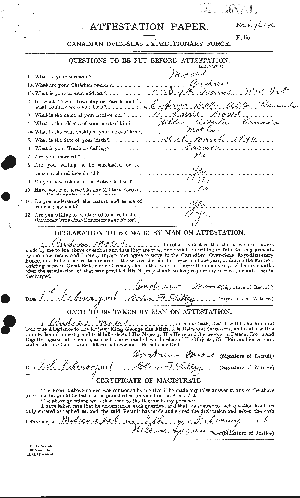 Personnel Records of the First World War - CEF 506405a