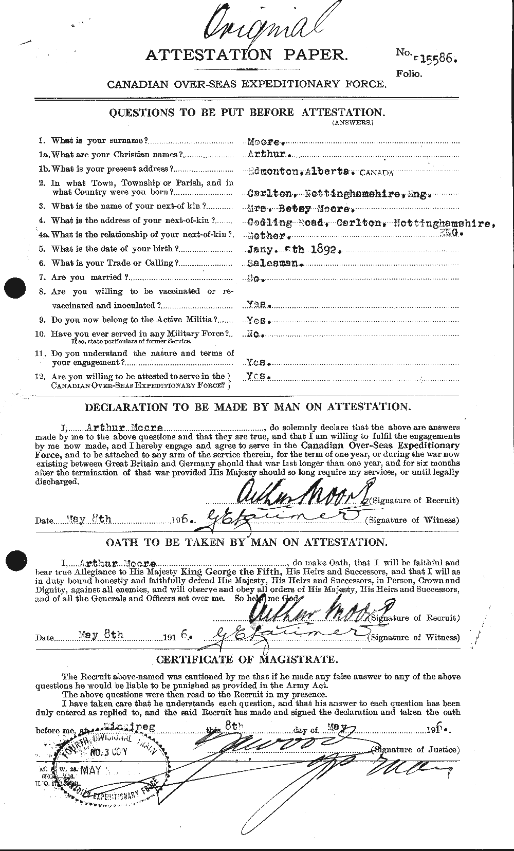 Personnel Records of the First World War - CEF 506431a