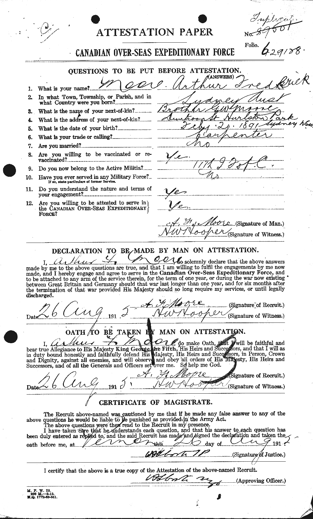 Personnel Records of the First World War - CEF 506445a