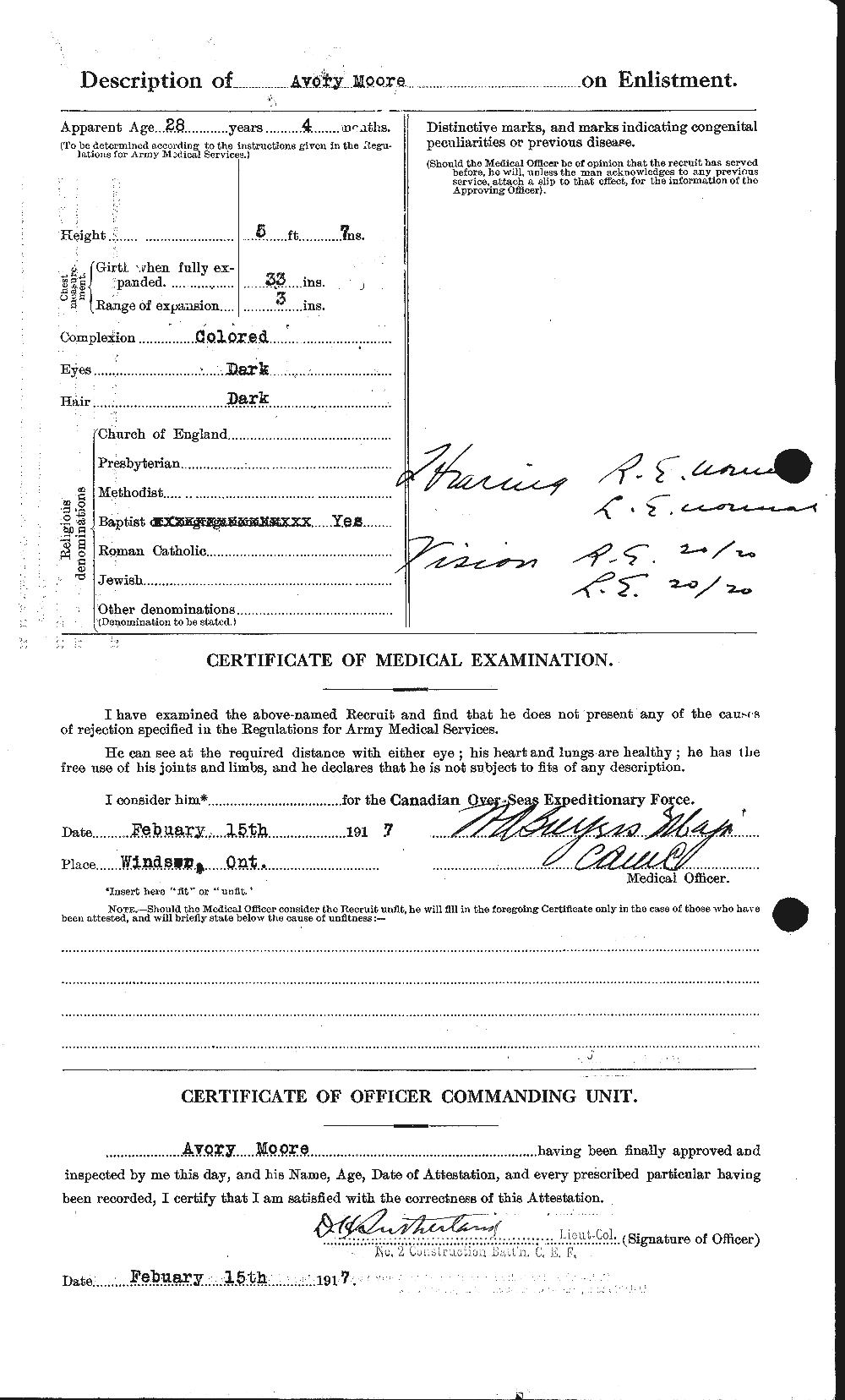 Dossiers du Personnel de la Première Guerre mondiale - CEC 506459b