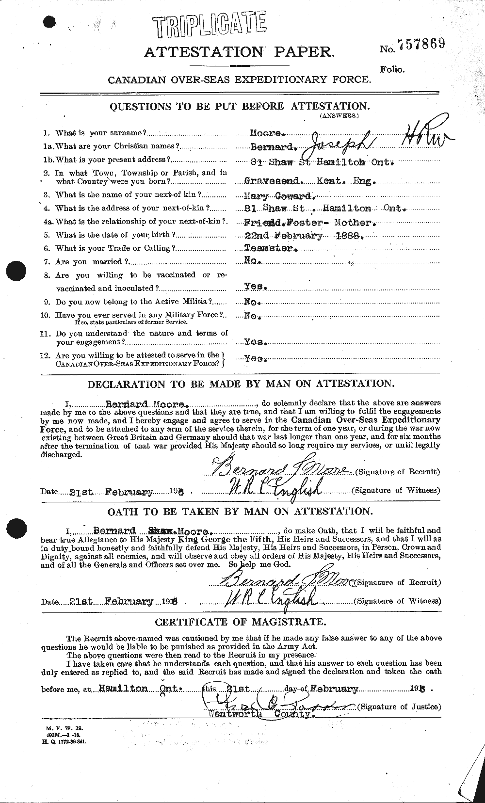 Personnel Records of the First World War - CEF 506463a