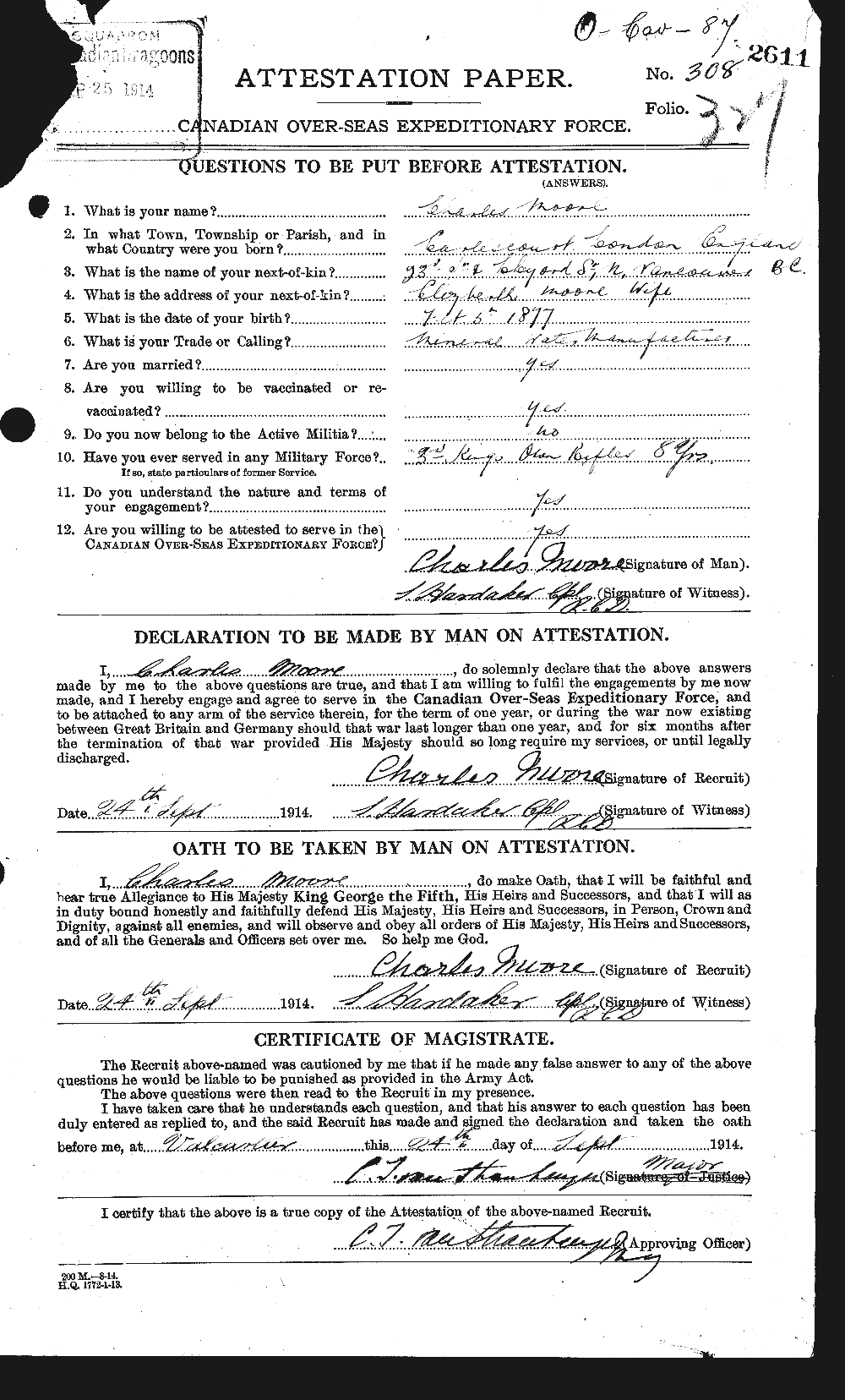 Personnel Records of the First World War - CEF 506490a