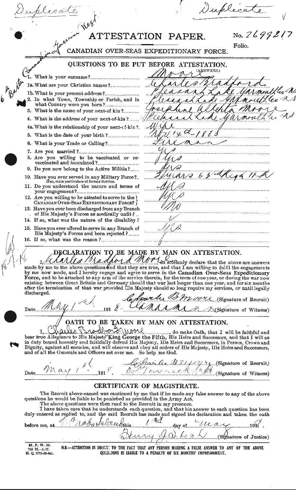Personnel Records of the First World War - CEF 506497a