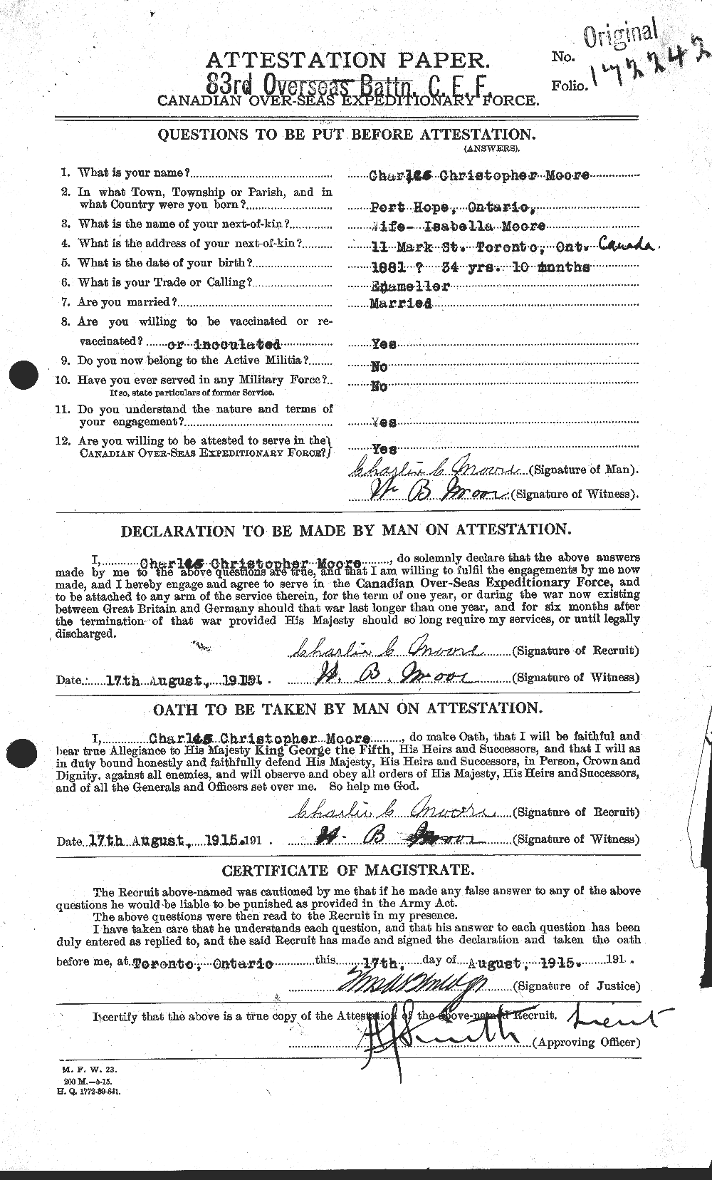 Personnel Records of the First World War - CEF 506498a