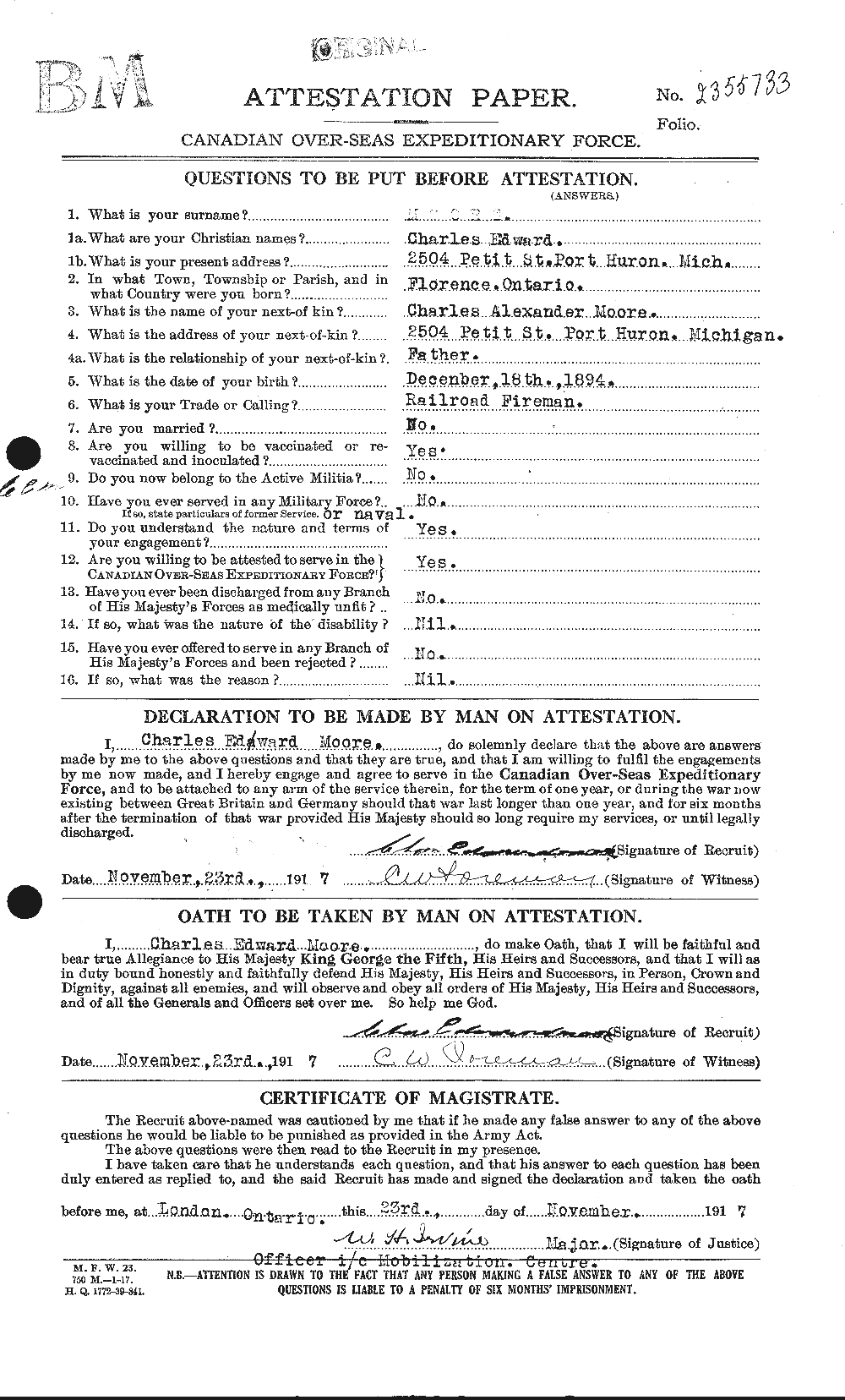 Personnel Records of the First World War - CEF 506504a