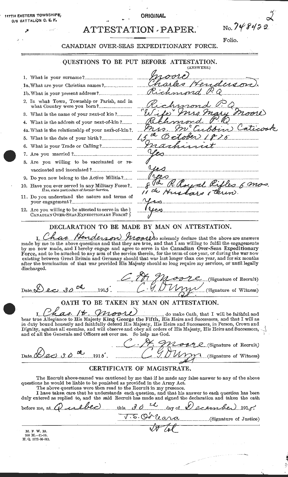 Personnel Records of the First World War - CEF 506508a