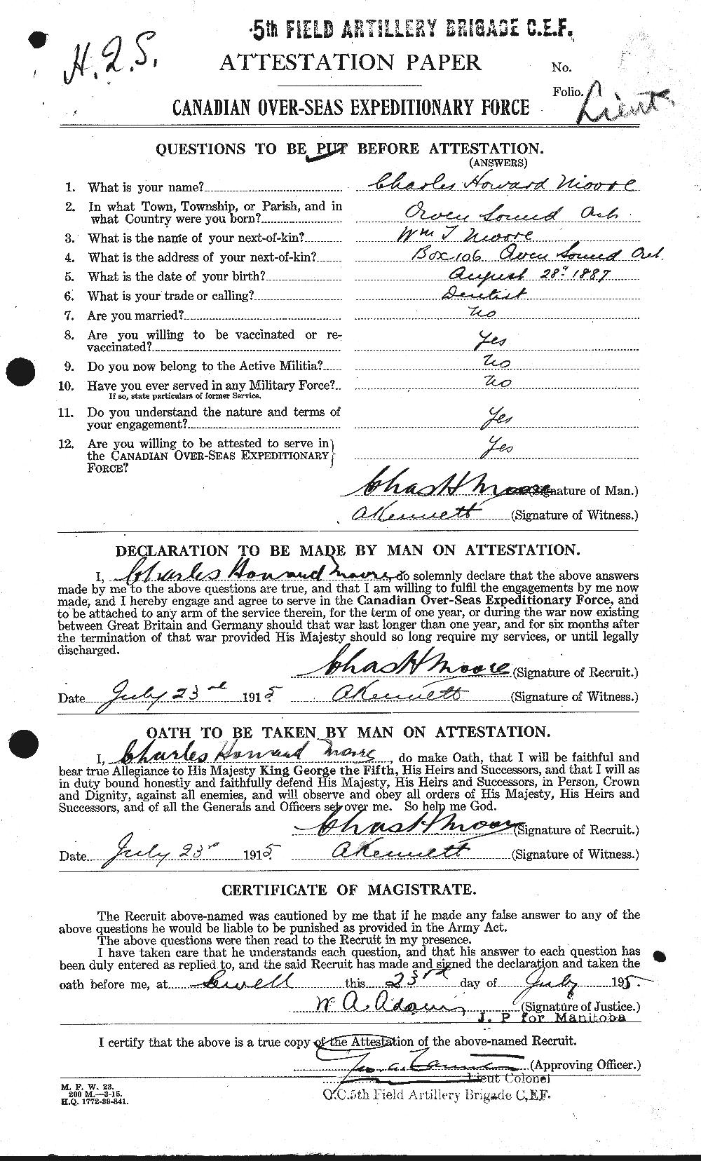 Personnel Records of the First World War - CEF 506513a