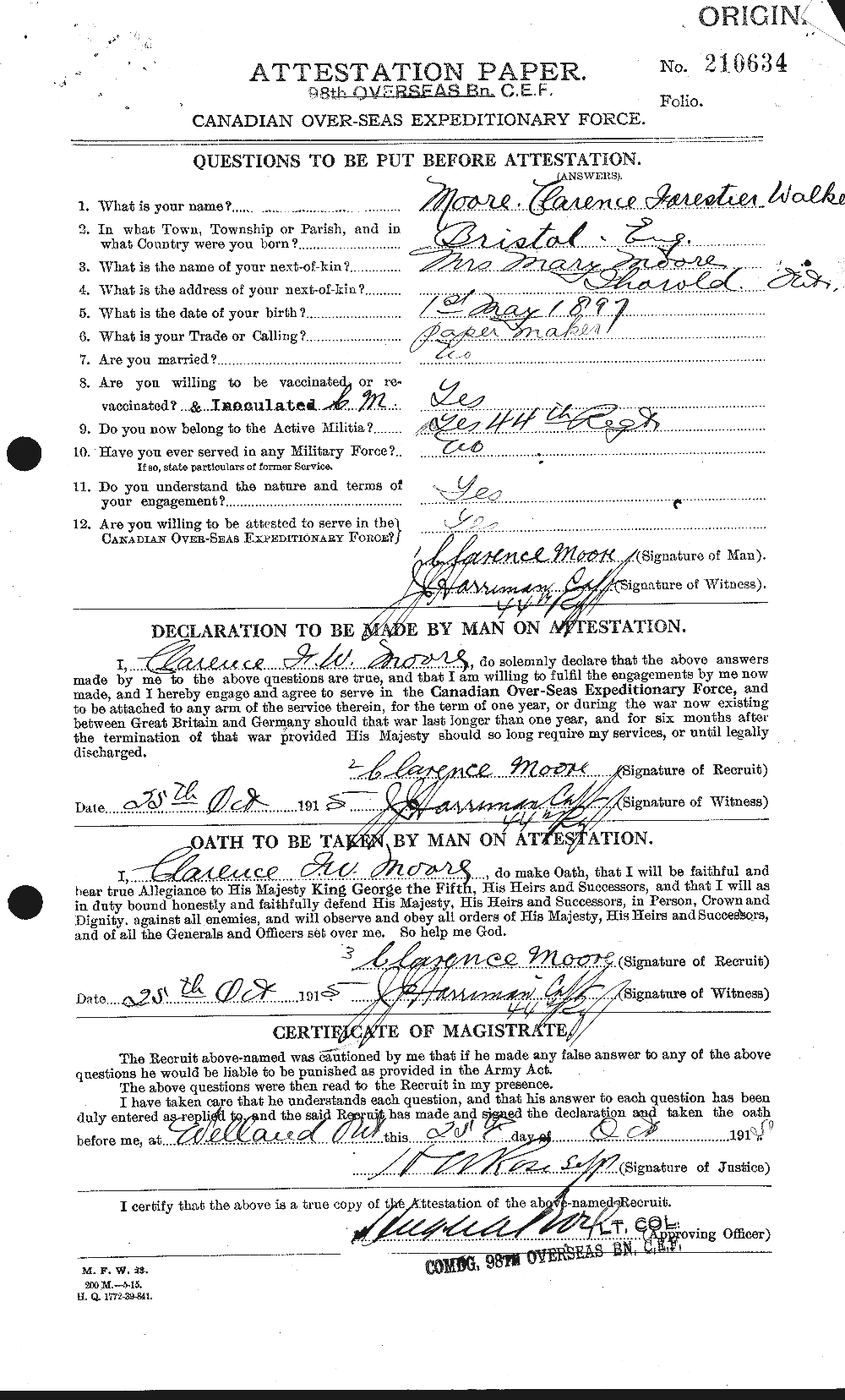 Personnel Records of the First World War - CEF 506534a