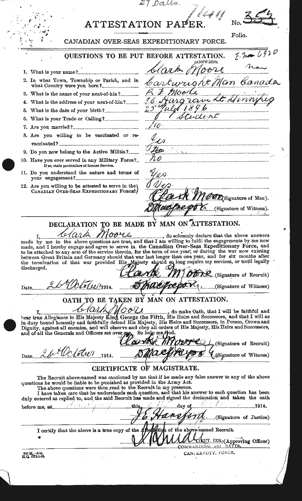 Personnel Records of the First World War - CEF 506537a