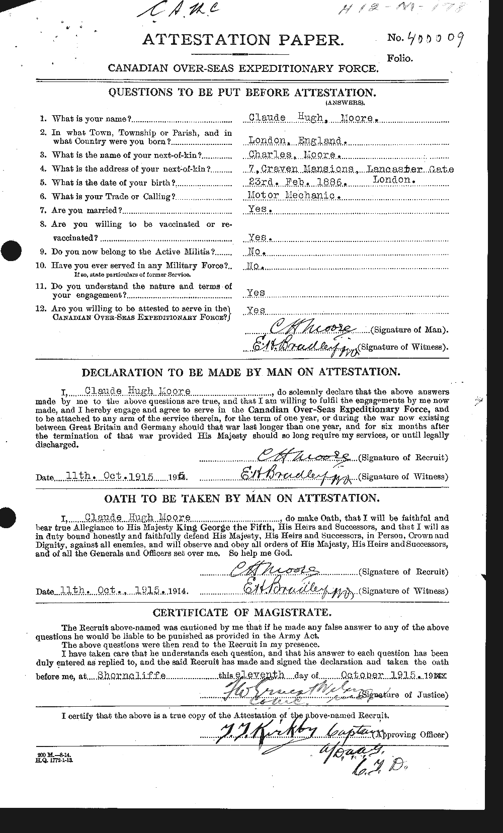 Personnel Records of the First World War - CEF 506539a