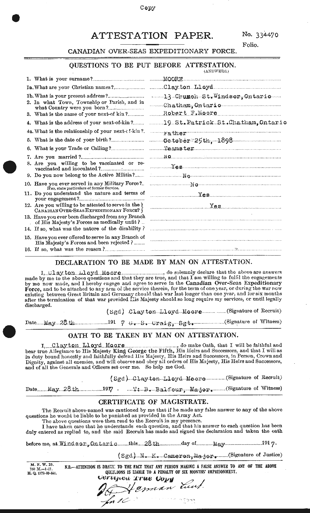 Personnel Records of the First World War - CEF 506543a