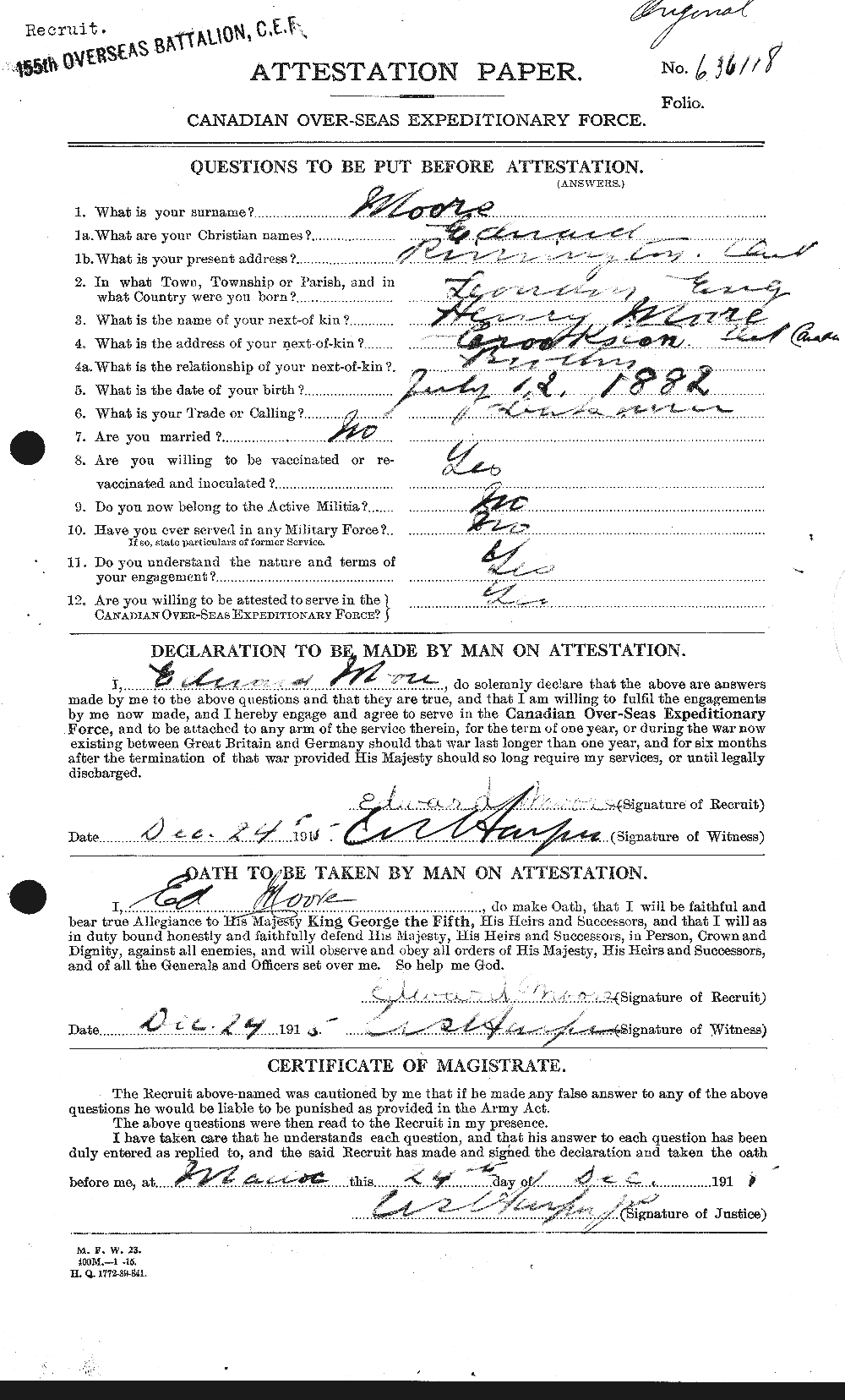 Personnel Records of the First World War - CEF 506613a