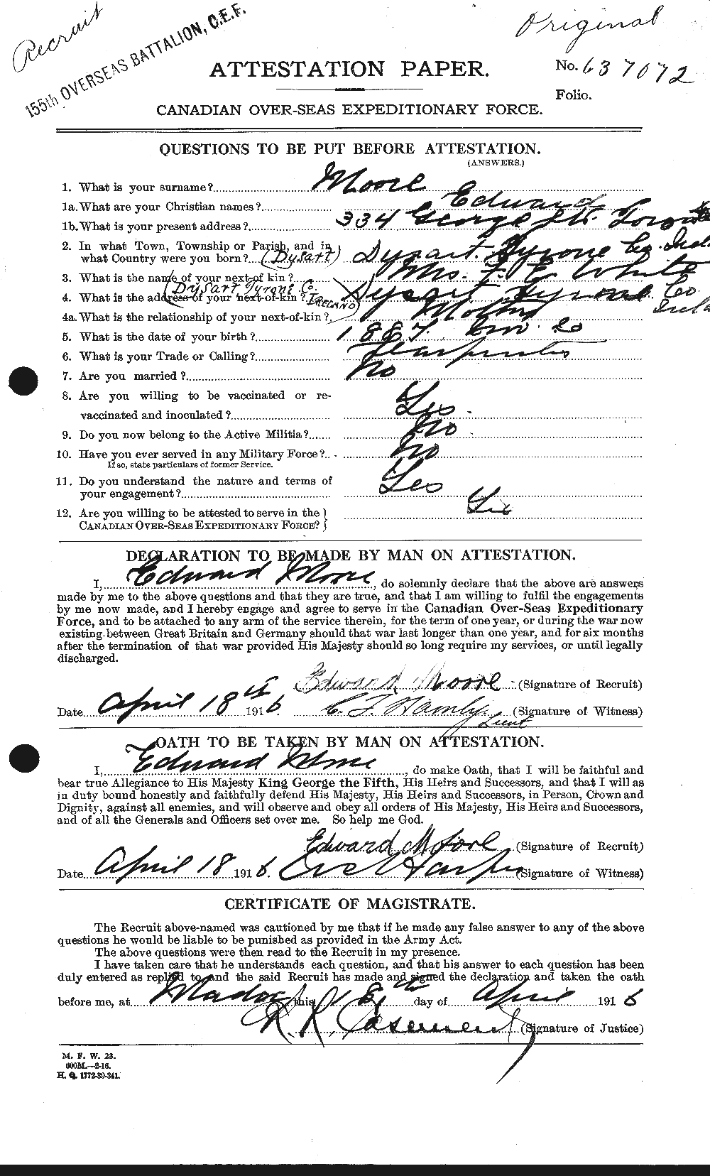 Personnel Records of the First World War - CEF 506614a