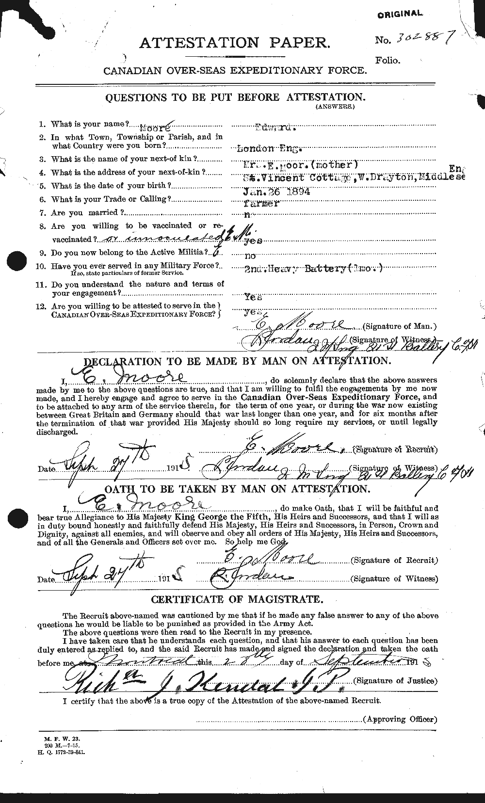 Personnel Records of the First World War - CEF 506615a