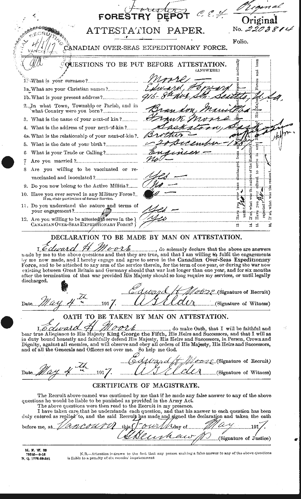 Personnel Records of the First World War - CEF 506630a