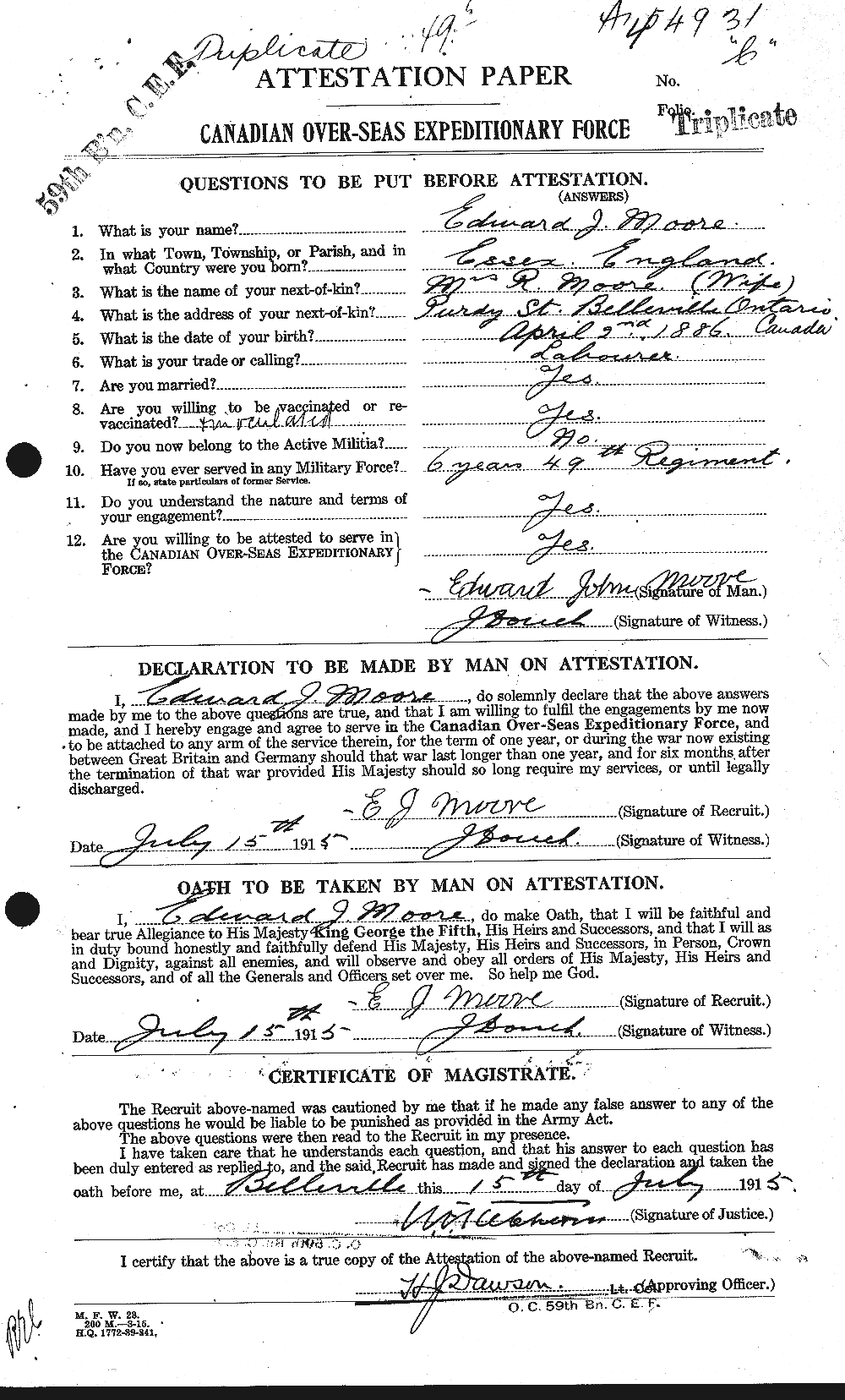 Personnel Records of the First World War - CEF 506631a