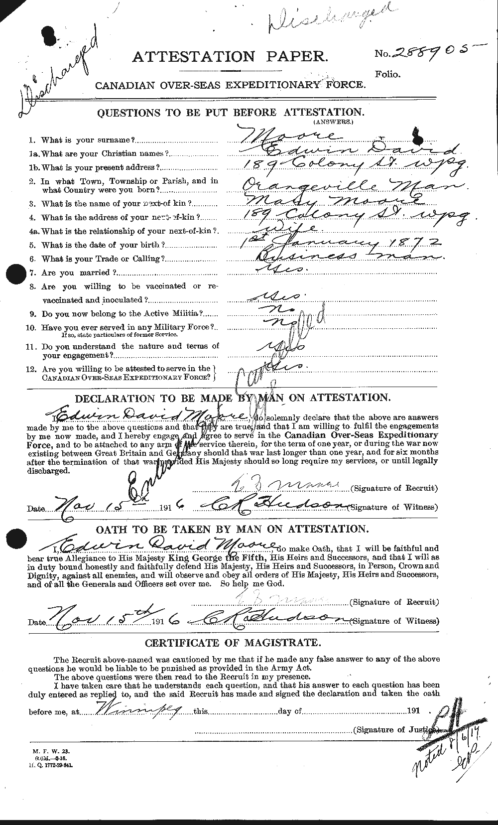 Personnel Records of the First World War - CEF 506641a