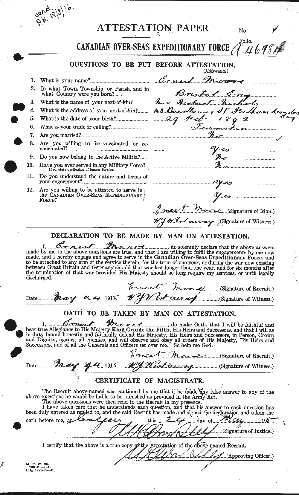 Personnel Records of the First World War - CEF 506656a