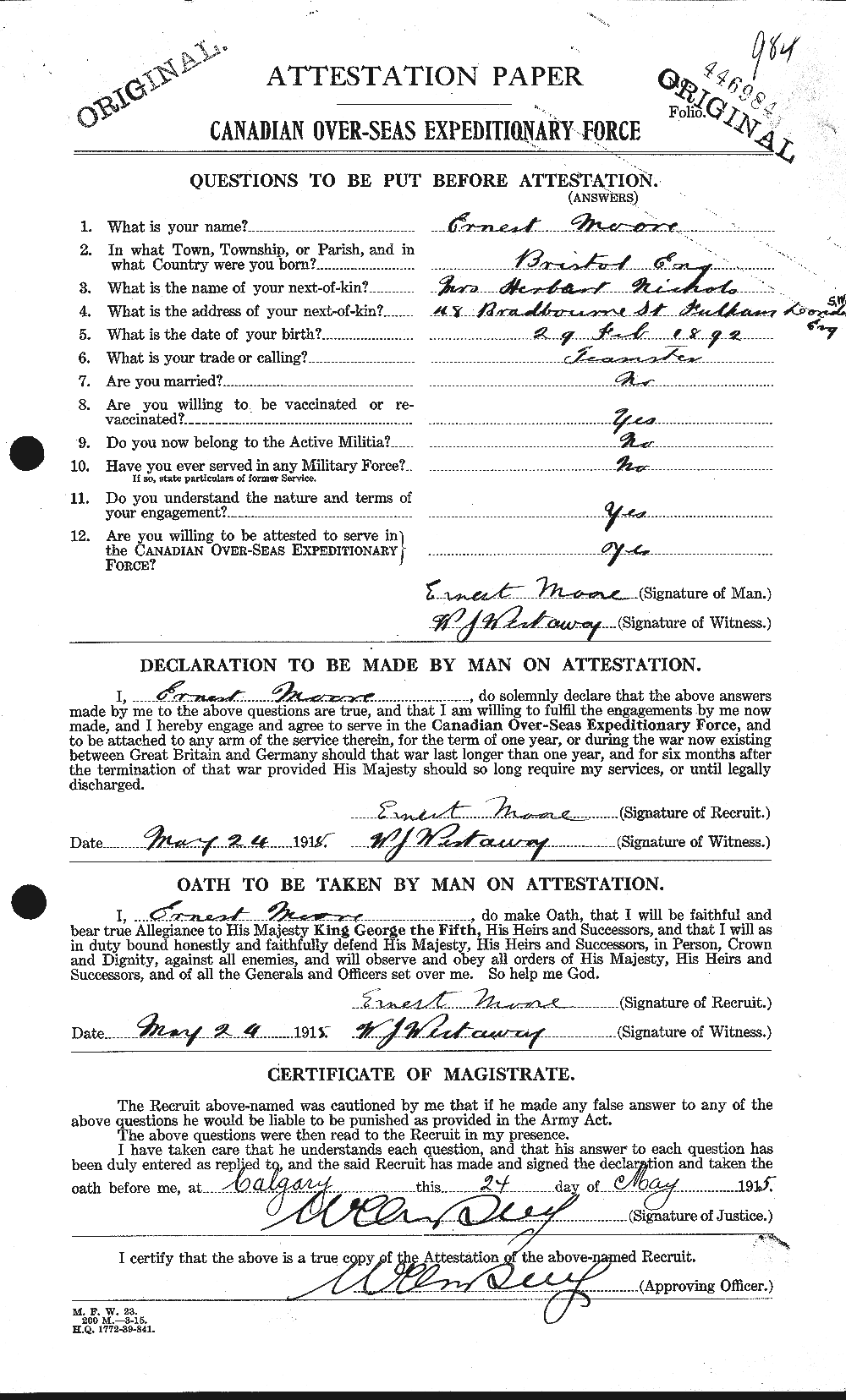 Personnel Records of the First World War - CEF 506660a