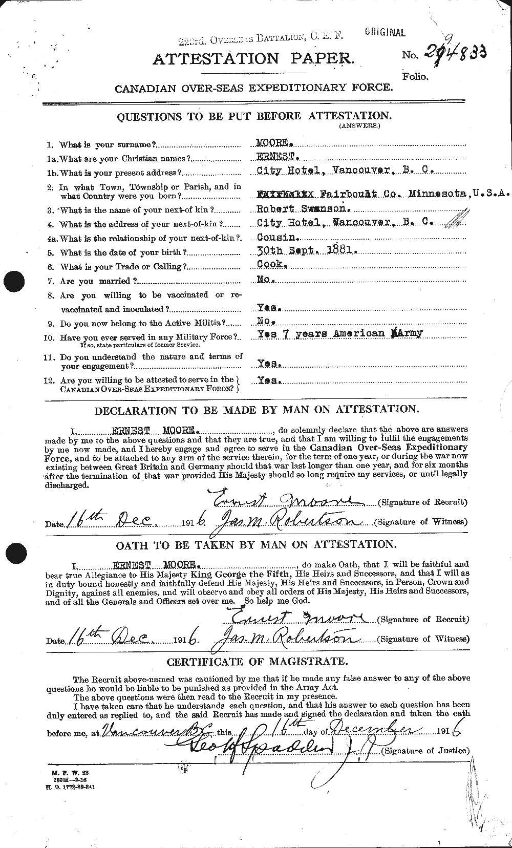Personnel Records of the First World War - CEF 506664a