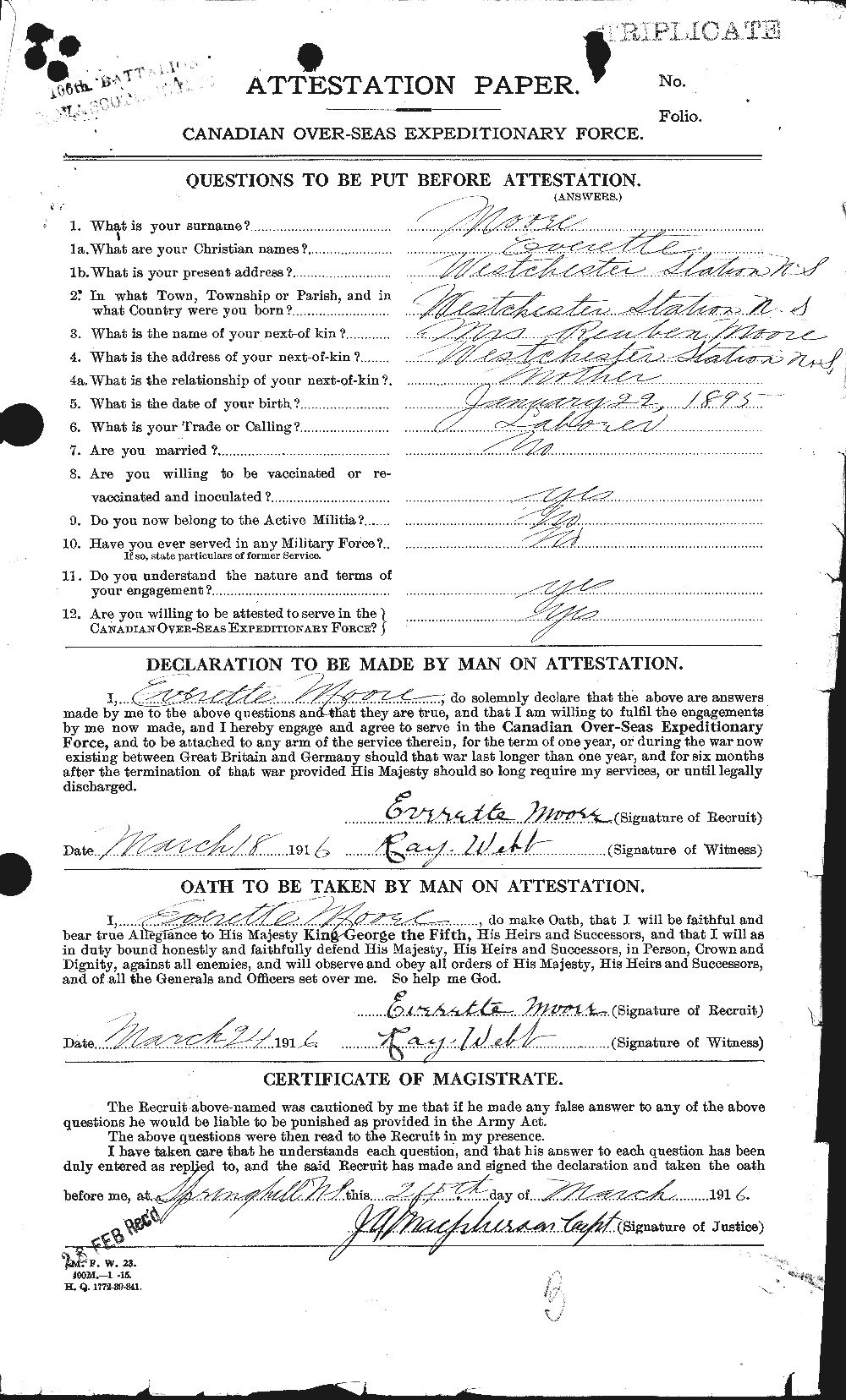 Personnel Records of the First World War - CEF 506681a