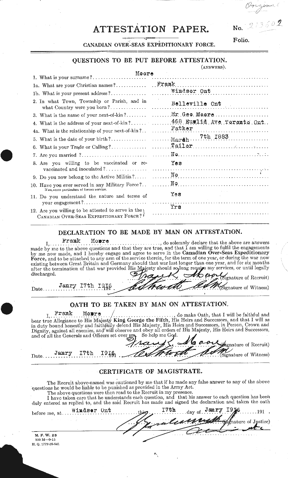 Personnel Records of the First World War - CEF 506695a