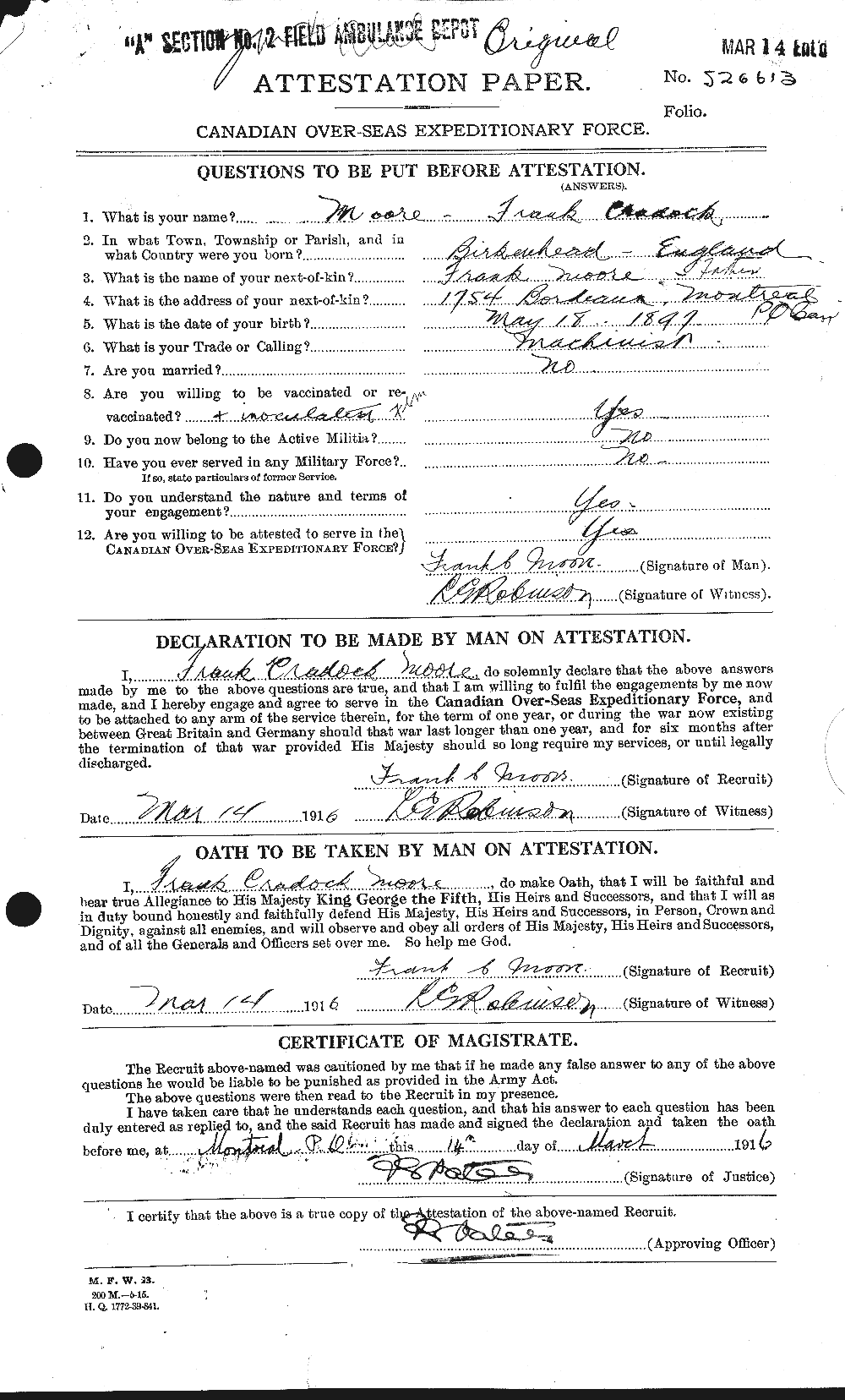 Personnel Records of the First World War - CEF 506699a